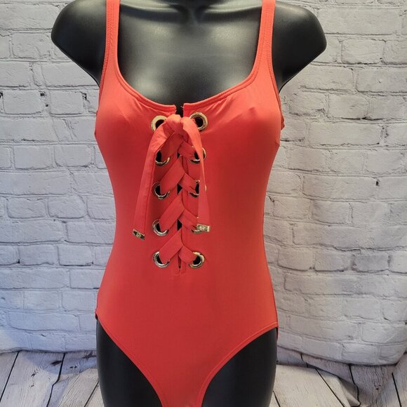 MICHAEL Michael Kors Lace-Up One-Piece Swimsuit - Picture 1 of 6